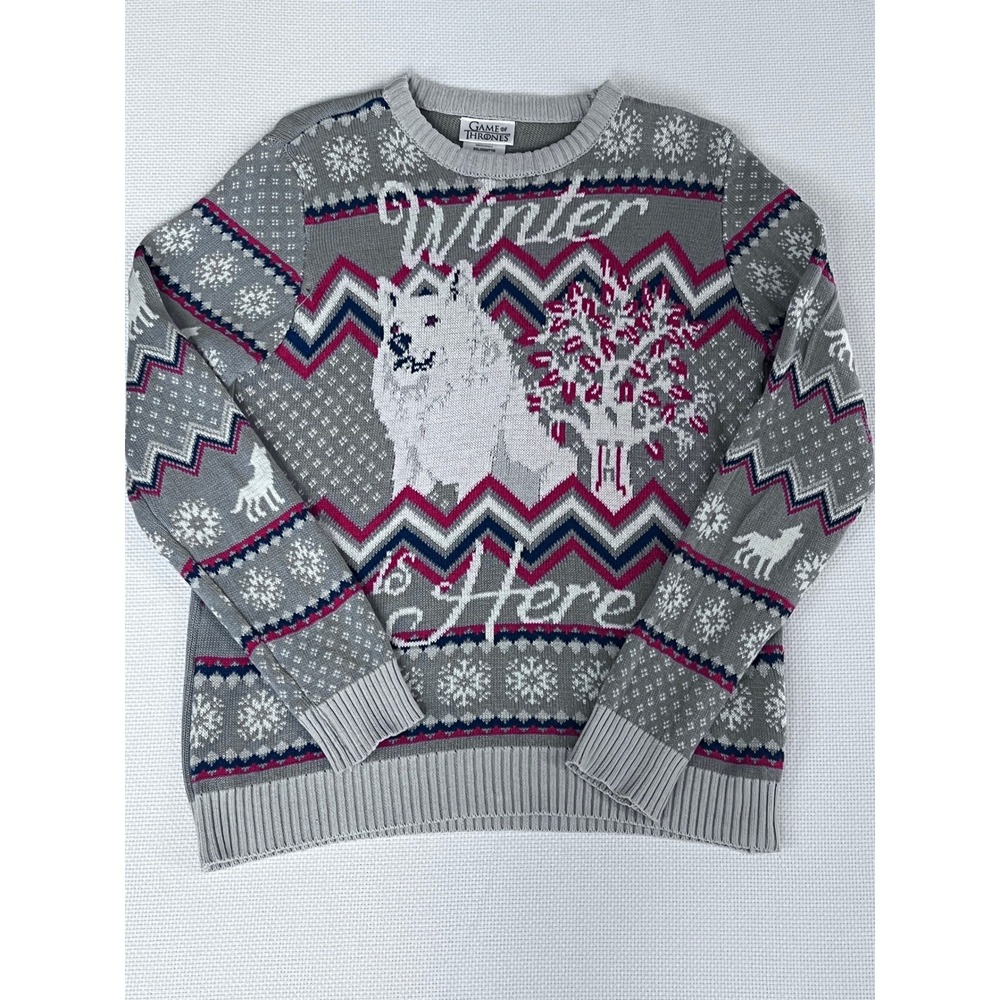 Game of Thrones Winter is Here Nordic‎ Pattern Crew Neck Sweater Large (READ)